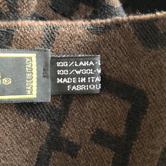 FENDI - Brown Black Wool Scarf 210-051325 - Picture 6 of 6